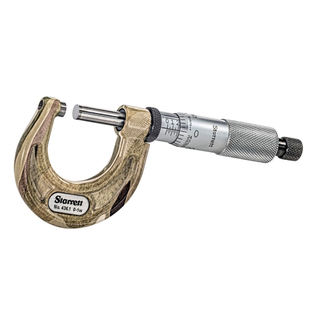 Starrett Outside Micrometer with One-Piece Spindle, Satin Chrome Finish and Advanced Sleeve Design - Quick and Easy Adjustment, 0-1"Range, .0001"