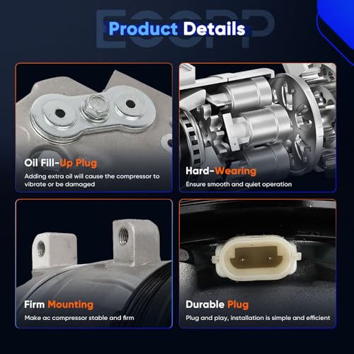 Image of ECCPP AC Compressor 1996-1998 for Buick Skylark 2.4L 1996-2001 for Pontiac Grand Am 2.4L AC Compressor with Clutch Rapid Cooling