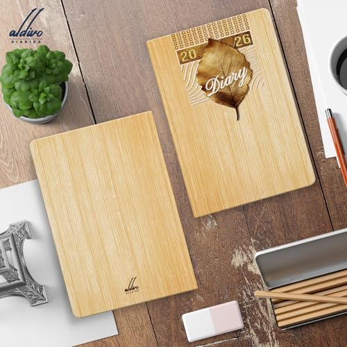Image of ALDIVO Paper Cover Hard Bound New Year Diary 2026 | A5 Size 365 Days 2026 Daily Planner Diary with Dates, Calendar, Month Cut Index and Bookmark For Office, Personal and Corporate Use (AD621)