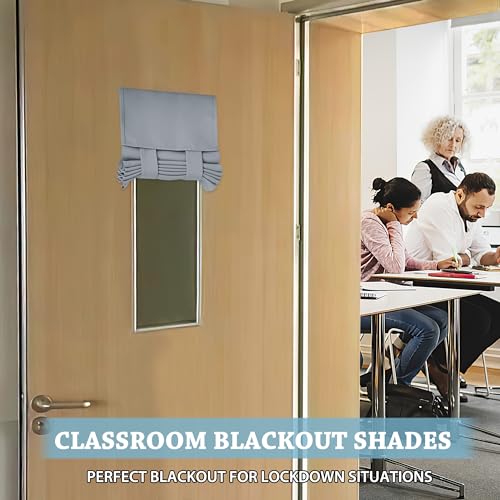 RYB HOME Classroom Door Window Cover, Blackout Shades for Classroom Windows and Doors Cover Lockdown Shades, Room Darkening Design Blocks Views, W 12 x L 30, 1 Panel, Sliver Grey