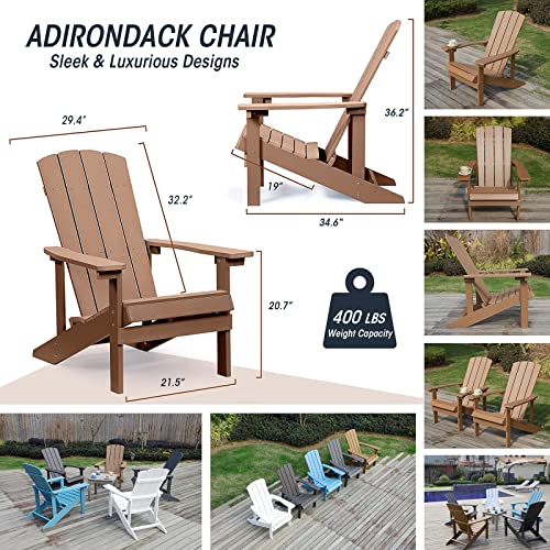 Plastic Adirondack Chairs Set of 4, All Weather Resistant Poly Lumber Fire Pit Chairs, Composite Adirondack Chairs with Wood Grain for Outdoor Patio Deck Plastic Adirondack Chairs Set of 4, All Weather Resistant Poly Lumber Fire Pit Chairs, Composite Adirondack Chairs with Wood Grain for Outdoor Patio Deck