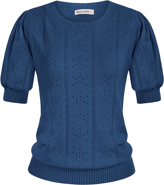 Grace Karin Damen Hochkragen Blazer Strickoberteil Raglanärmel