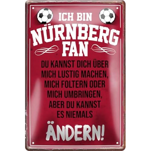 schilderkreis24 - Blechschilder ICH BIN NÜRNBERG Fan Metallschild für Fußball Begeisterte Dekoschild Geschenkidee 20x30 cm