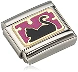 nomination armband schmetterling  Nomination Damen-Charm COMPOSABLE PLAETTCHEN Katze schwarz 18K Gold Edelstahl teilvergoldet Emaille - 030284/08