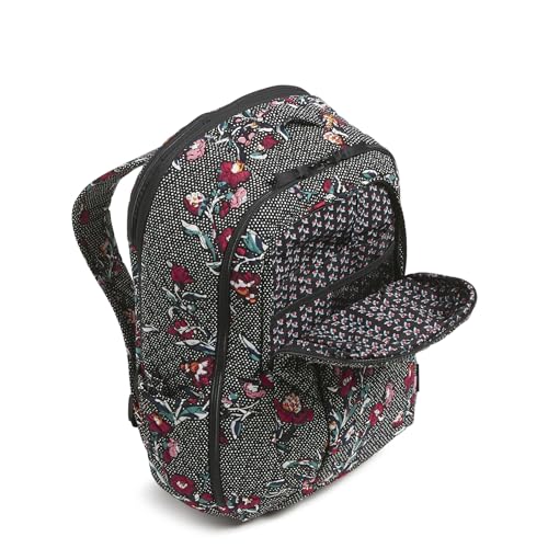 Image of Vera Bradley Women's, Cotton Large Travel Backpack Travel Bag, Perennials Noir Dot, One Size