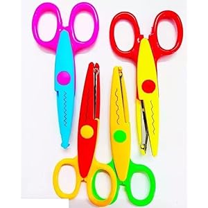 Ezeeport Fancy Designer Art & Craft Decorative 4 Zigzag Scissors for Border Edge Cutting Scissors (Set of 4pcs, Multicolor) Safe for Kids