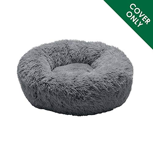 Furhaven Replacement Donut Dog Bed Cover Plush Long Faux Fur Calming Cuddler, Machine Washable - Gray, Medium by Furhaven - Image 2