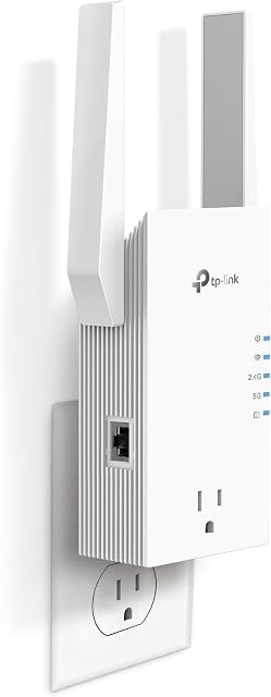 TP-Link AX3000 WiFi 6 Extendeur de portée avec Smart Plug Passthrough (RE765X) – Double bande WiFi Booster avec port Ethernet, couvre jusqu'à 2,400 Ft et 64 Dispositifs, EasyMesh Compatible, Configuration de l'application
