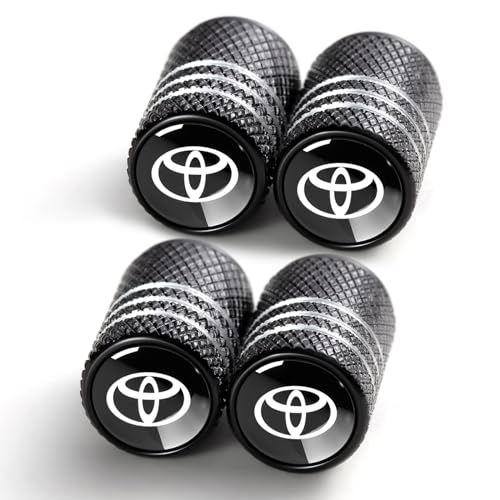 Image of Tire Valve Stem Cap Cover for Toyota Belt O-Ring Seal Corrosion Resistant tire Valve caps 4 Pack Black