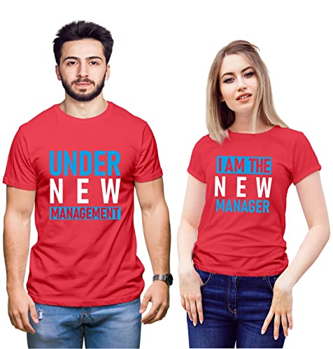 Image of Hangout Hub HH81 Men & Women T shirts |Round Neck T-Shirt| Regular Fit | Half Sleeves | Cotton | Couple Tshirts for Couple |Pack of 2|Couple T-Shirts
