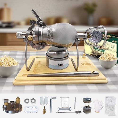 Chinese Popcorn Maker, Chinese Popcorn Cannon Machine, High Pressure Popcorn Popper, Stainless Steel Hand Popcorn Machine for Family Gathering Party Fun (520ML)