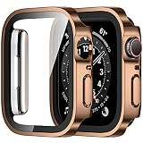 Amizee 2 Pezzi Cover Compatibile con Apple Watch SE 3/2/1 Series 6/5/4 40mm con Vetro Temperato, Custodia Sottile Anti-Graffio e HD Clear Pellicola Protettiva per iWatch 40mm (Oro Rosa/Trasparente)