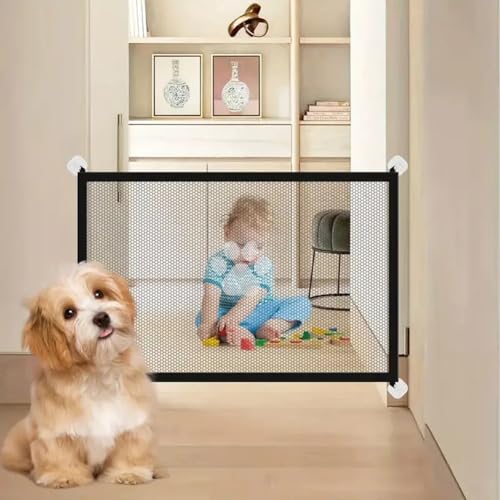 Treppenschutzgitter Hund, Türschutzgitter Baby, Kinderschutzgitter, Treppenschutzgitter & Türschutzgitter Ohne Bohren für Babys, Hunde & Katzen, 180 * 78CM, Schwarz