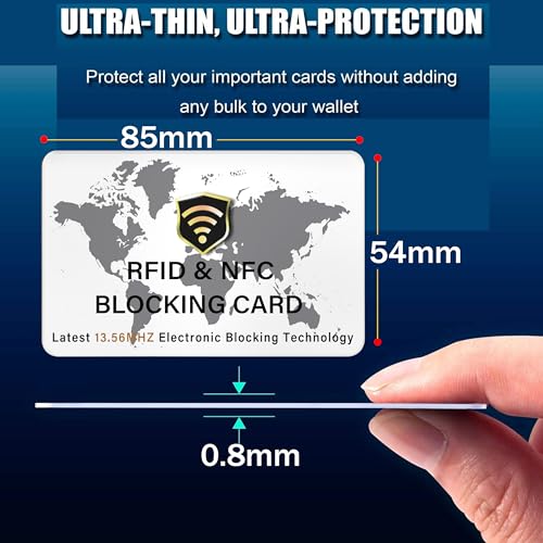 Image of SaiTech IT 5 Pack RFID Blocking Card, Slim Protector for Entire Wallet, Purse, and Debit Credit Cards from NFC Contactless Theft for Men & Women - World Map White