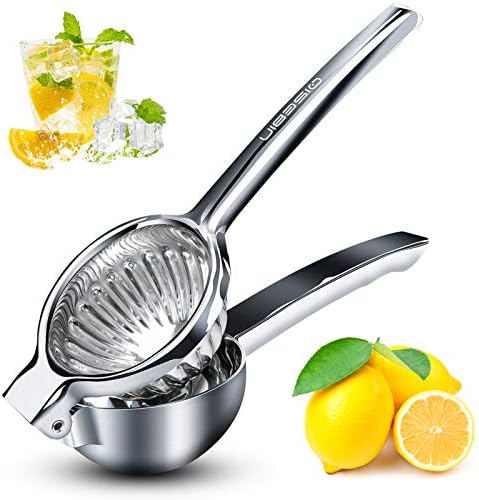 Qisebin Lemon Squeezer Stainless Steel with Premium Quality Heavy Duty Solid Metal Squeezer Bowl - Large Manual Citrus Press Juicer and Lime Squeezer, silver (KP3011)