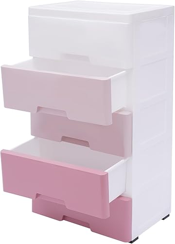 Miniatura 5 de Armario de almacenamiento de plástico de 5 niveles con 5 cajones, armario vertical de almacenamiento de ropa, ahorro de espacio, para el hogar, 5