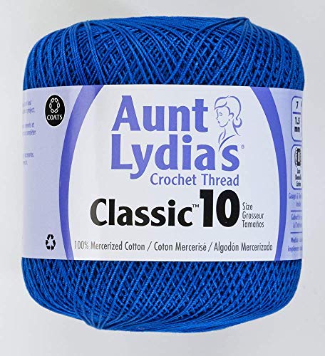 Coats Crochet Aunt Lydia's Crochet, Cotton Classic Size 10, Dark Royal