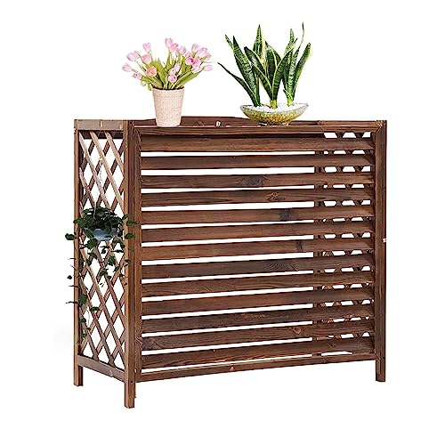 Abdeckung für Klimaanlagen, Holz, Blumenständer und Zaun für Außengeräte, AC-Rack, Schutz, verstecken AC-Geräte (Größe: 81 x 30 x 72 cm)