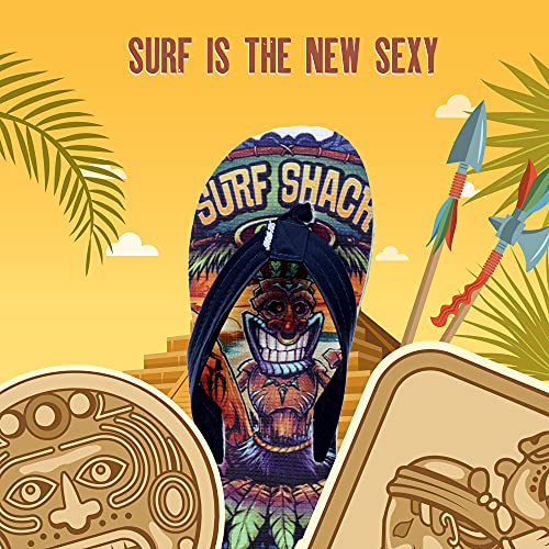 Image of SOLETHREADS SURF SHACK | Comfortable | Digital Print | Cool | Chill | Colourful | Beach | Sketch | Flip Flops for Men