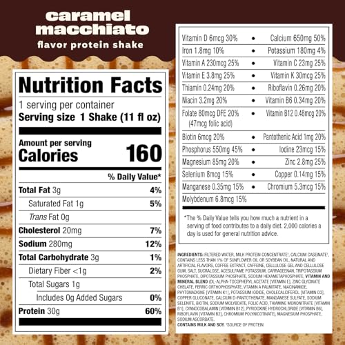 Image of Premier Protein COFFEEHOUSE 30g Protein Shake, Caramel Macchiato, 4 Pack | Caffeinated Energy Beverage, 160 Calories, 24 Vitamins & Minerals, No Added Sugar, Supports Muscle Health, Gluten-Free, 11 oz