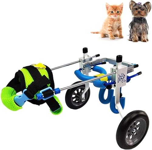 XCSCUK アルミニウム合金ペット車いす 調節可能なストラップ 2輪 犬用カート 頑丈な犬の車いす ウォーキングツール 犬の後ろ足車いす (X)