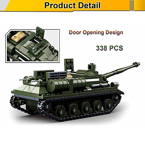 Chokgift Military Army Wwii Su-85 Tank Destroyer Vehicle Building Kit Army Series Building Block Set With 2 Soldier Figures, Best Roleplay Stem Construction Toy For Boys Girls (338 Pcs) #TOP1