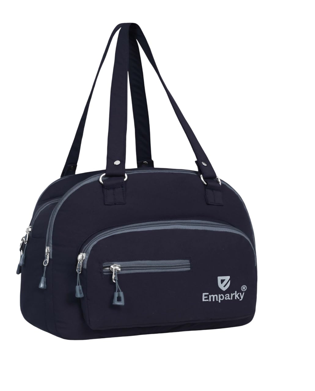 Duffle Bag, Black, Multiple Zipper Compartments (Black & Grey)-image-38