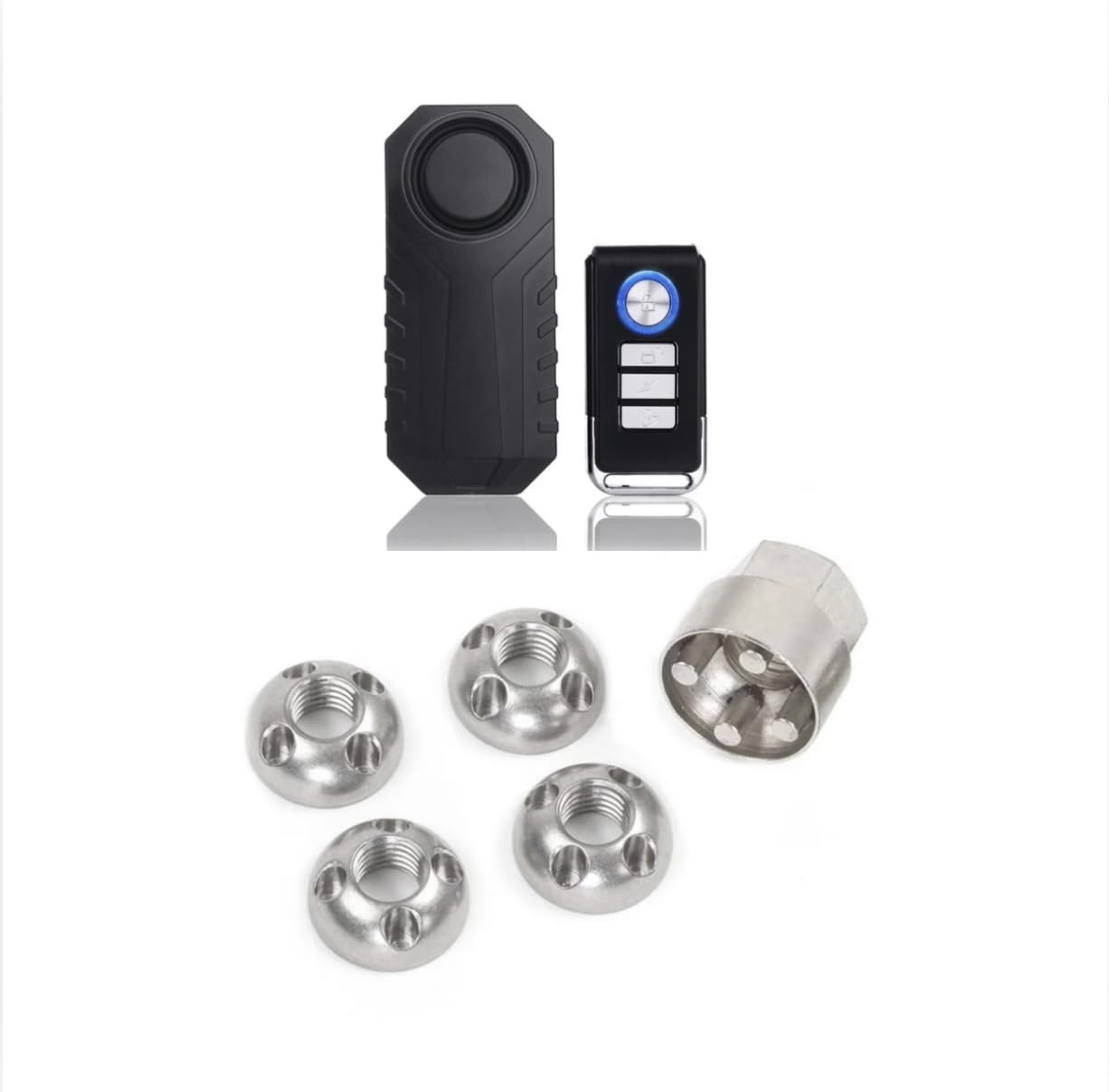 4 x fits Tentbox/Roof Tent Anti-Theft High Security Nuts + 113db Motion Sensing Roof Tent Security Alarm BUNDLE