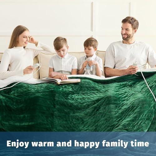 Heated Electric Blanket Queen Size - 84" x 90" Heating Blanket with Dual Control, 10 Levels & 8 Hours Auto Off, Soft Warm Flannel Gift with Over-Heat Protection, ETL & FCC Certified