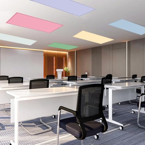 Image of VIHOSE 6 Pcs Fluorescent Light Covers for Ceiling Lights Classroom Magnetic Light Covers Classroom Filters Office School Drop Ceiling, 4 x 2 ft(Colorful)