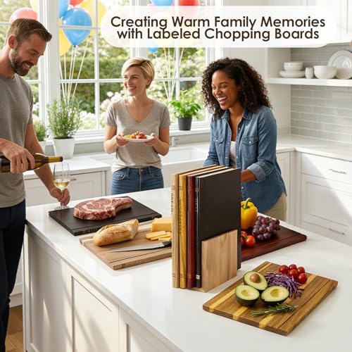 4 Pcs Book Cutting Board Set with Wooden Stand, Wood Decorative Cutting Boards for Kitchen, Functional Book-Inspired Chopping Boards for Food Prep, Gift for Book Lovers & Home Cooks by PSDRV - Image 6