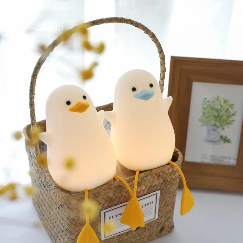 Image of Rechargeable Cute Silicone Duck Night Lamp | Touch-Control LED Light with Color-Changing Feature | Kids Night Light Bedroom Decor Silicone Lamp | 1200mAh Battery Capacity (Pack of 1)