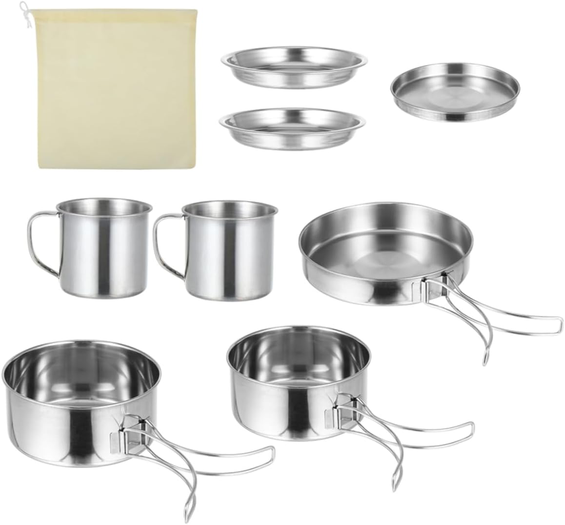 1set Outdoor Camping Cookware Cooking Utensils for Backpacking Hiking Picnics and Open Fire Cooking Portable and Lightweight Design for People