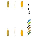OCEANBROAD Kayak Paddle 86in/218cm Alloy Shaft Kayaking Boating Canoeing Oar with Paddle Leash 1 Paddle, Yellow Aurora