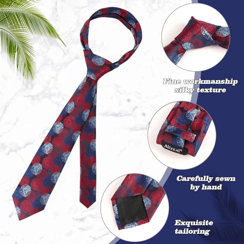 Image of Alizeal Mens 3.15inches Leaf Flower Pattern Tie Set