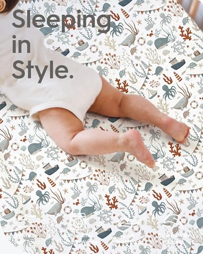 Image of Baby Crib Sheets Boy Girl for Standard Crib Mattress - Ultra Soft Jersey Knit Neutral Crib Mattress Sheet, Safe and Snug, Durable, Stylish Crib Sheet Fitted, 28''x52''x9'' Extra Deep Pocket