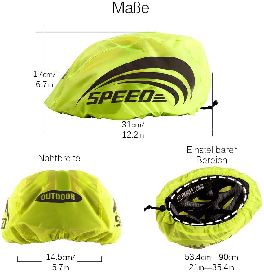 2 Stück Helmüberzug Mit Reflektierendem Streifen - Wasserdichter Regenschutz Für Fahrrad- & Motorradhelm (Orange/Grün)
