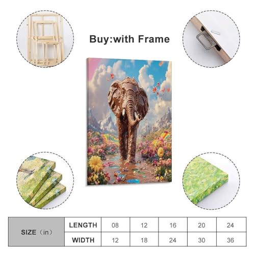 Tableau impression sur toile éléphant, affiche décoration murale chambre 50x75