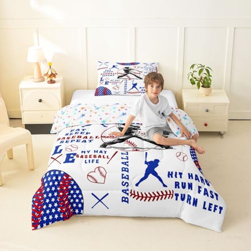 Image of Feelyou Personalized Baseball Comforter Set Bedding Queen Size for Kids