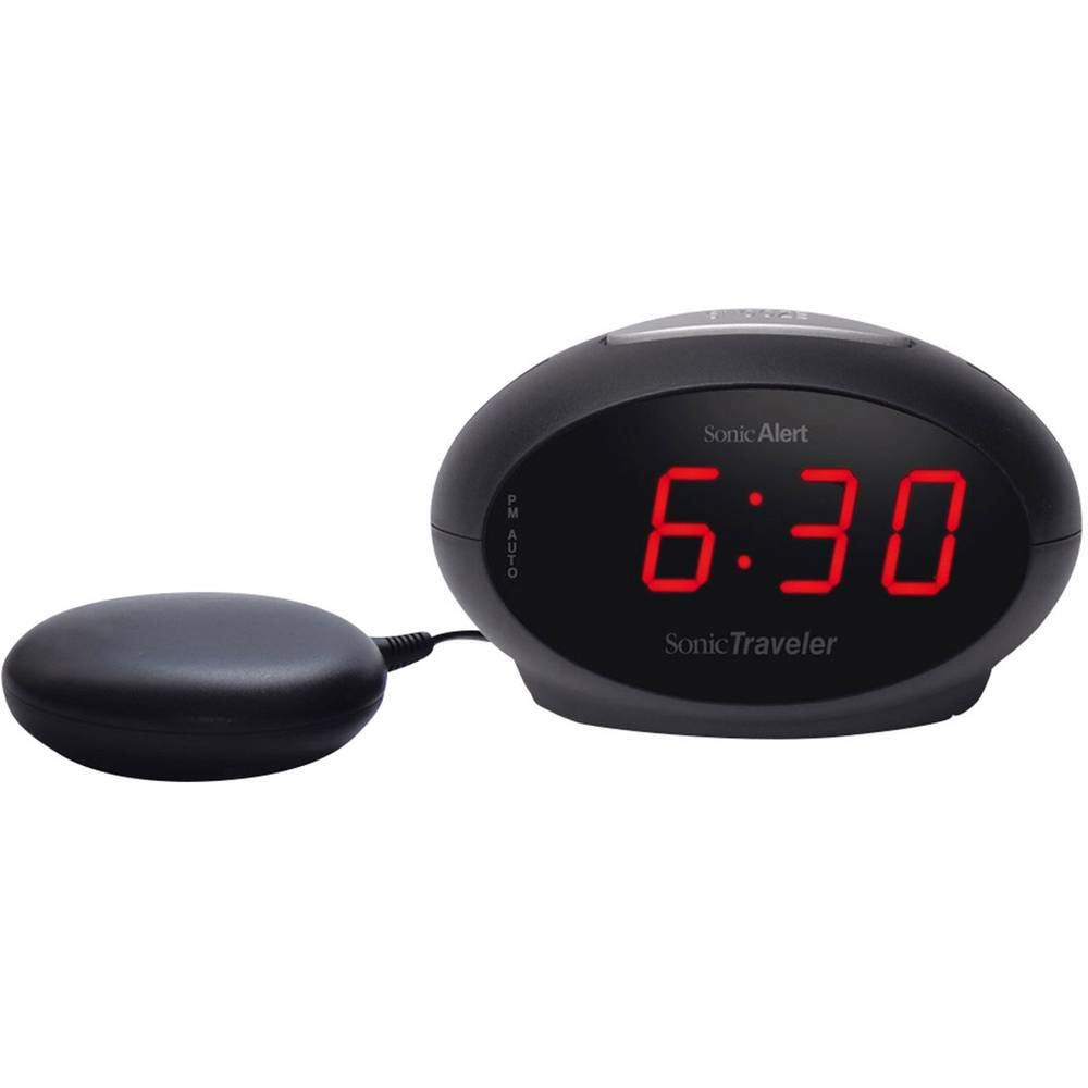 Geemarc SBT600 - Wecker für Hörgeschädigte, Taube und Langschläfer mit superlauter Alarmfunktion, Vibrationskissen und Schlummerfunktion - USB-Ladeanschluss - Version DE