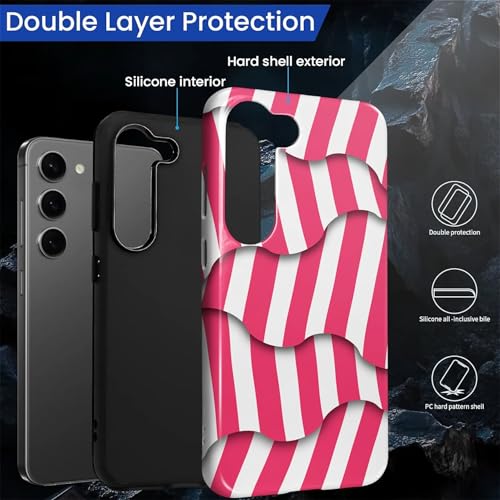 Coque Samsung S23 antichoc double couche hybride géométrique rose