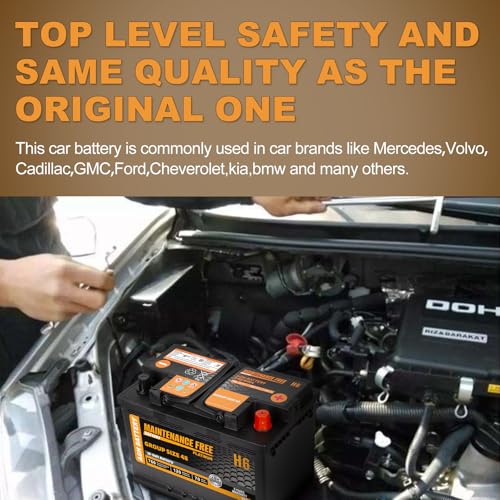 Image of Autocessking Group Size 48 Start and Stop AGM Automotive Battery, H6 Rechargeable Car Battery 12V 70Ah, 760 CCA, 120 RC