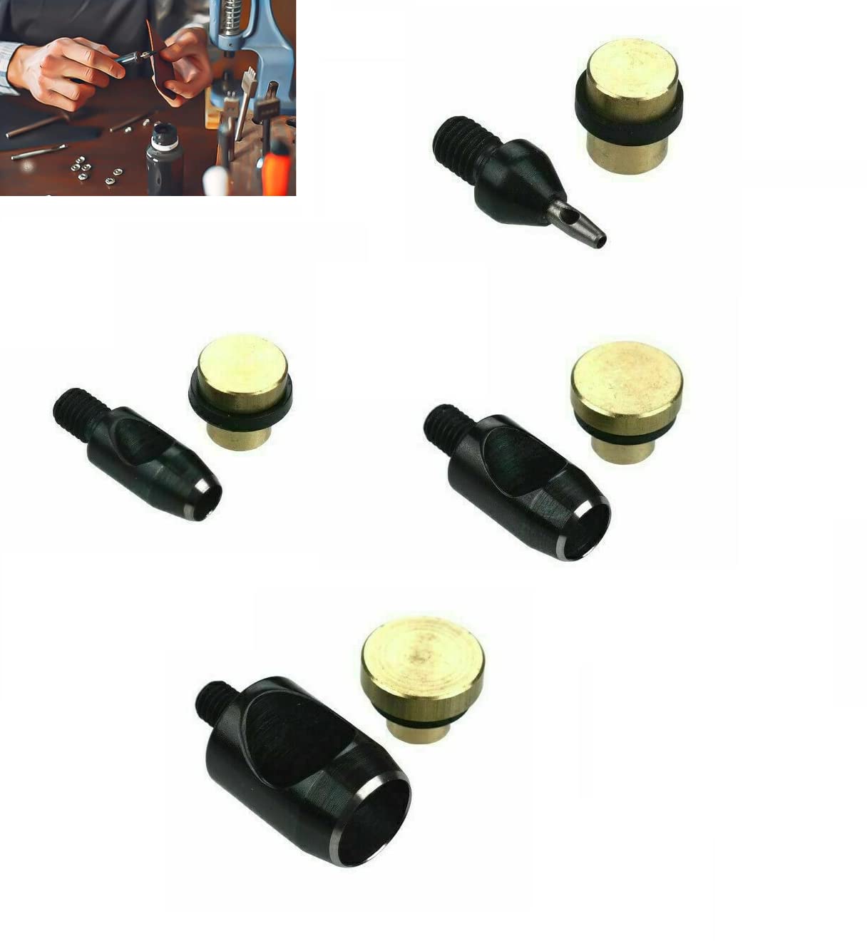 ISTA TOOLS Herramienta de perforación profesional de 2 piezas, perforadora, pipa perforada para prensa de ojales, prensa de husillo, para perforar y perforar cuero, fieltro, etc. (rosca de 5 mm