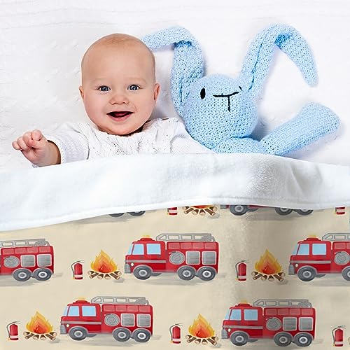Image of Fire Truck Fireman Baby Blanket Gifts Super Soft Swaddle Newborn Cozy Baby Receiving Blanket Stroller Throw Blanket for Crib 40x30 in forBaby /Puppy