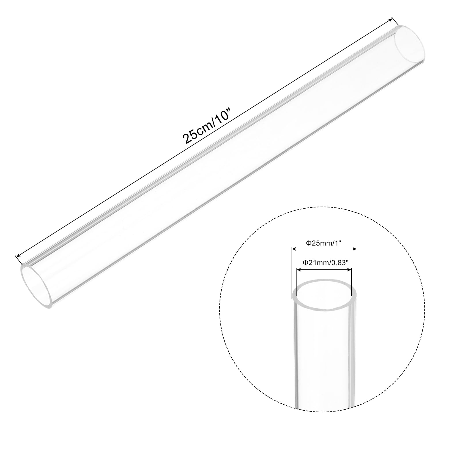 Tubi in PVC trasparente diametro 21 mm 25 mm lunghezza 250 mm per lampade da terra