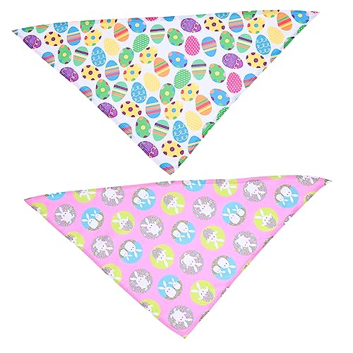 COSMEVIVI 2個 イースター・トライアングル 衣装 犬のケーキ 犬祭りよだれかけ 犬のハロウィンコスチューム 犬用冷却マット 装飾 犬布 犬のバンダナ イースターペットスカーフ ポリエステル