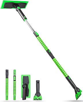 SEAAES 55 Inch Snow Broom and Ice Scraper for Windshield, Extendable Snow Brush with Foam Grip, Snow Ice Removal for SUV Truck Window