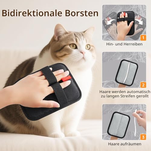 INABULETWO Statische Tierhaarentfernungshandschuhe, wiederverwendbar, elektrostatisch, Tierhaarentferner, Fellpflege-Handschuhe, Bürstenwerkzeug für Couch, Möbel, Teppich, Autositz, 2 Stück