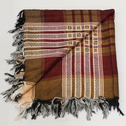 Image of Cotton Shemagh Keffiyeh Scarf - Lightweight Tactical Desert Head Neck Wrap, Sun Protection Outdoor Scarf for Summer Hiking