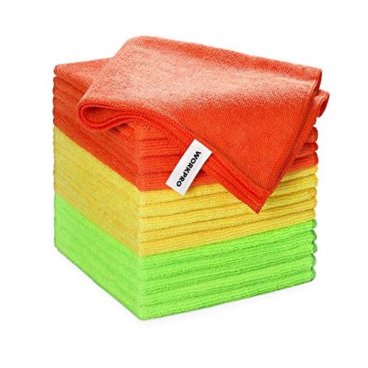 WORKPRO 30 Piezas- 3 Colores Bayetas de Limpieza Microfibra, Toallas Microfibra 80% Poliéster y 20% Poliamida para Coche y Cocina
